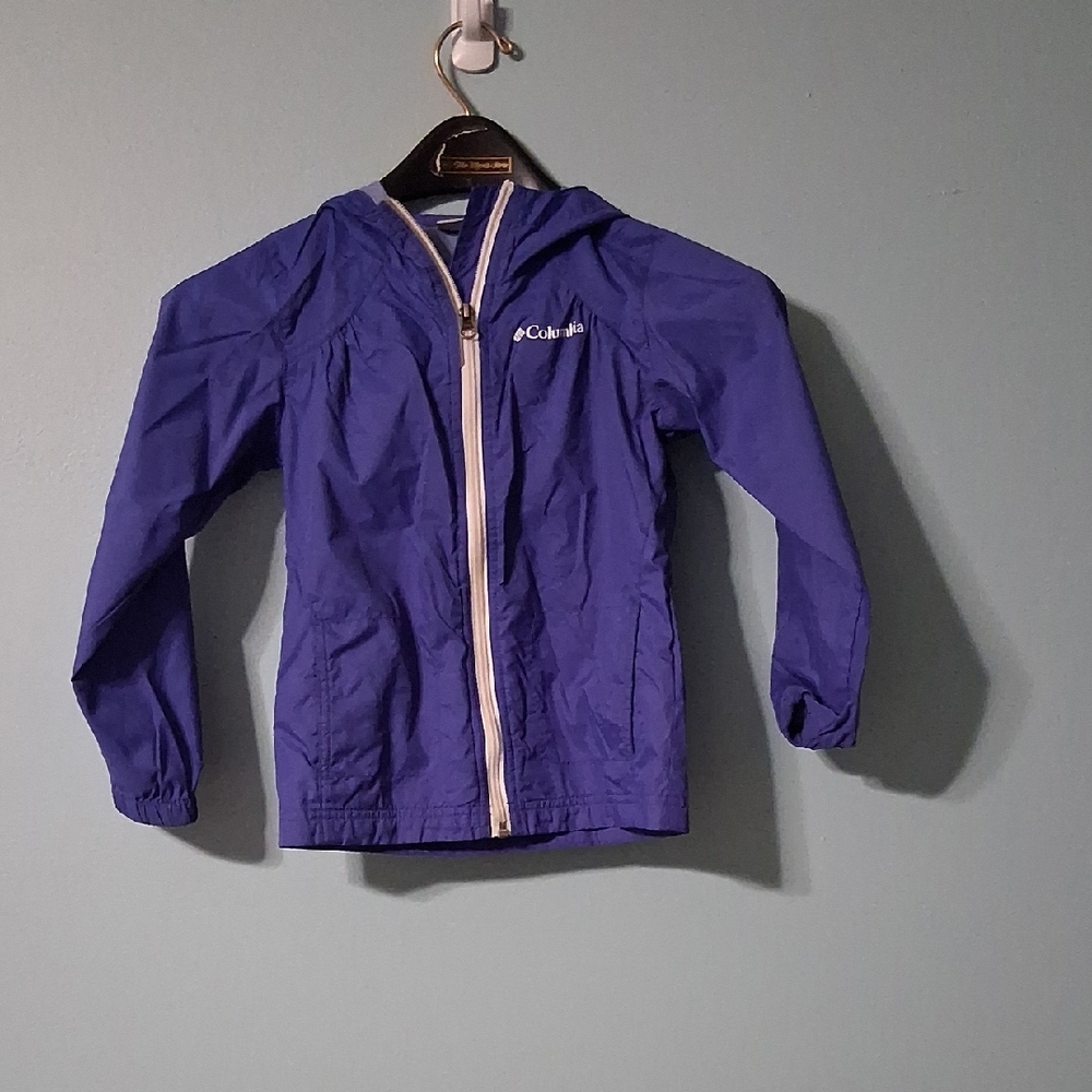 Columbia Windbreaker Jacket Youth Size XS Blue Zip Up Hooded Water Resistant